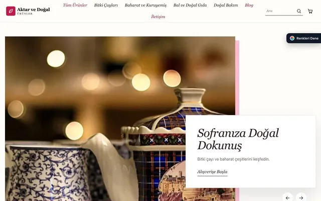 Aktar ve Doğal Ürünler için Lookbook Bordo Pembe – Aktar ve Doğal Ürünler E-ticaret Sitesi ana sayfa görünümü