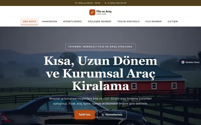 Araç Kiralama için Zigzag Kahve Turuncu – Araç Kiralama Web Sitesi ana sayfa görünümü