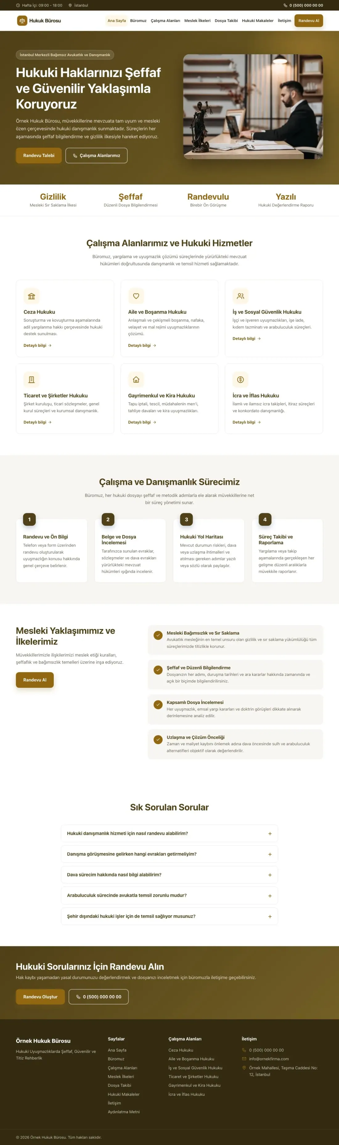 Klasik Kahve Amber – Avukat ve Hukuk Bürosu Web Sitesi ana sayfa görünümü