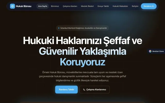 Avukat ve Hukuk Bürosu için Koyu Modern Kahve Mavi – Avukat ve Hukuk Bürosu Web Sitesi ana sayfa görünümü