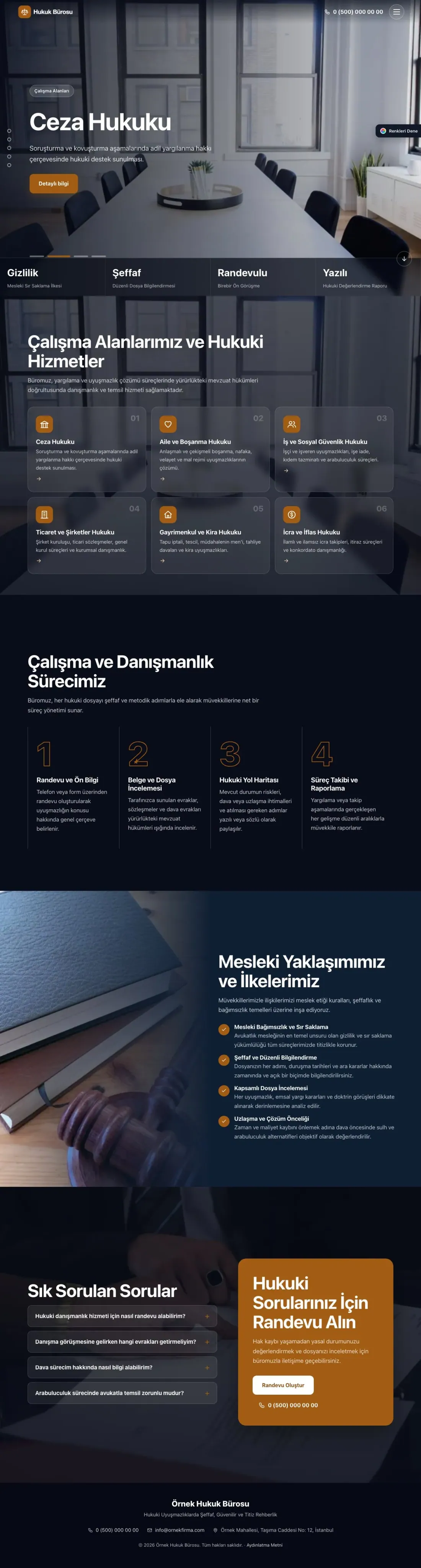 Avukat ve Hukuk Bürosu için Tam Ekran Mavi Turuncu – Avukat ve Hukuk Bürosu Web Sitesi ana sayfa görünümü