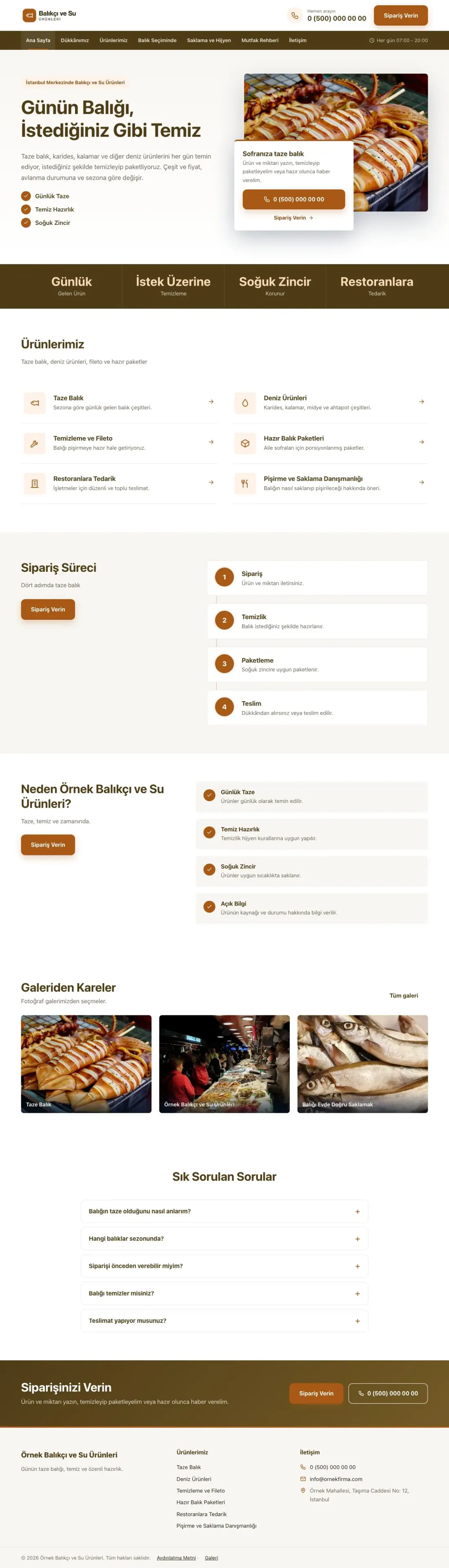 Balıkçı ve Su Ürünleri için Bölünmüş Kahve Turuncu – Balıkçı ve Su Ürünleri Web Sitesi ana sayfa görünümü