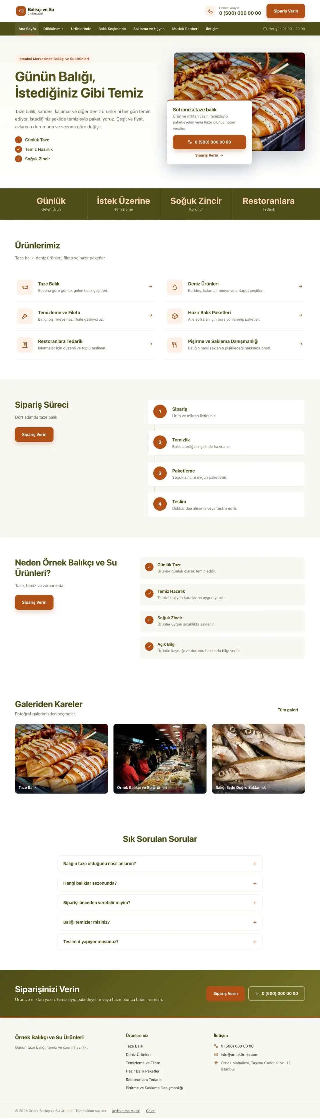 Balıkçı ve Su Ürünleri için Bölünmüş Zeytin Turuncu – Balıkçı ve Su Ürünleri Web Sitesi ana sayfa görünümü