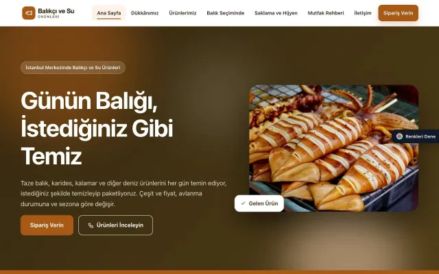 Balıkçı ve Su Ürünleri için Hareketli Kahve Turuncu – Balıkçı ve Su Ürünleri Web Sitesi ana sayfa görünümü