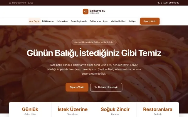 Balıkçı ve Su Ürünleri için Merkez Bordo Turuncu – Balıkçı ve Su Ürünleri Web Sitesi ana sayfa görünümü