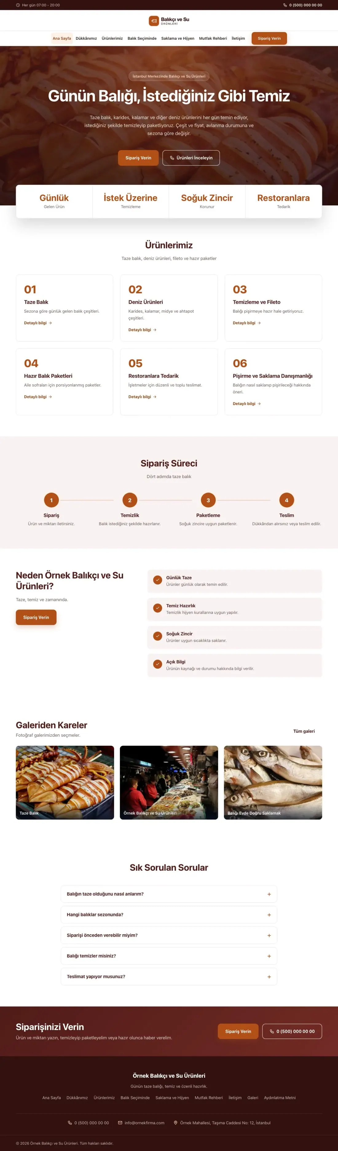 Balıkçı ve Su Ürünleri için Merkez Bordo Turuncu – Balıkçı ve Su Ürünleri Web Sitesi ana sayfa görünümü