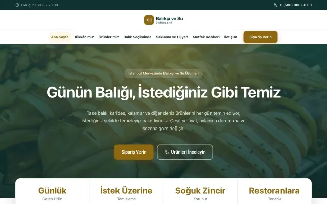 Balıkçı ve Su Ürünleri için Merkez Petrol Amber – Balıkçı ve Su Ürünleri Web Sitesi ana sayfa görünümü