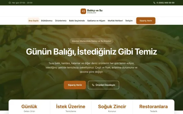 Balıkçı ve Su Ürünleri için Merkez Yeşil Turuncu – Balıkçı ve Su Ürünleri Web Sitesi ana sayfa görünümü