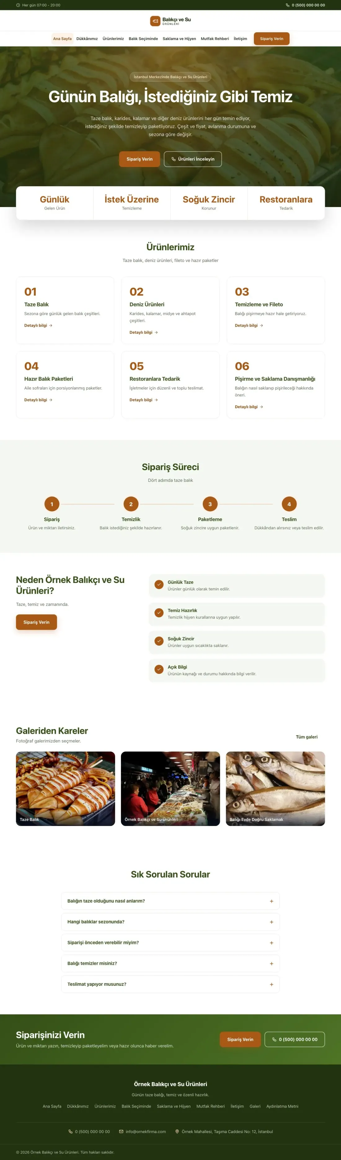 Balıkçı ve Su Ürünleri için Merkez Yeşil Turuncu – Balıkçı ve Su Ürünleri Web Sitesi ana sayfa görünümü