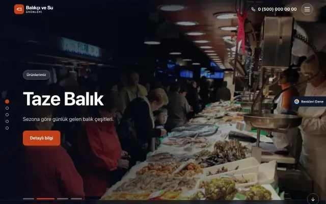 Balıkçı ve Su Ürünleri için Tam Ekran Yeşil Turuncu – Balıkçı ve Su Ürünleri Web Sitesi ana sayfa görünümü
