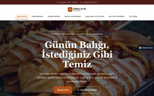 Balıkçı ve Su Ürünleri için Zigzag Bordo Turuncu – Balıkçı ve Su Ürünleri Web Sitesi ana sayfa görünümü