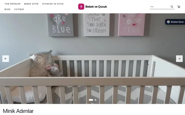 Bebek ve Çocuk için Galeri Mor Pembe – Bebek ve Çocuk E-ticaret Sitesi ana sayfa görünümü