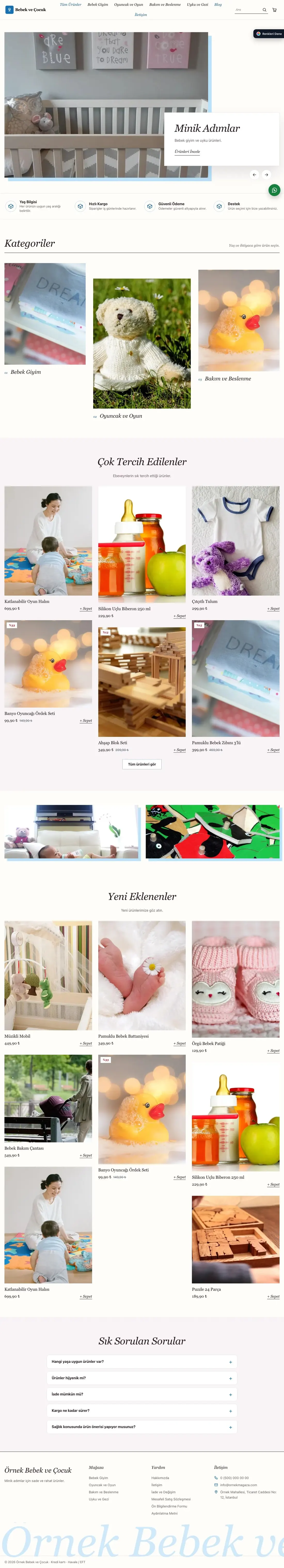 Bebek ve Çocuk için Lookbook Bordo Mavi – Bebek ve Çocuk E-ticaret Sitesi ana sayfa görünümü