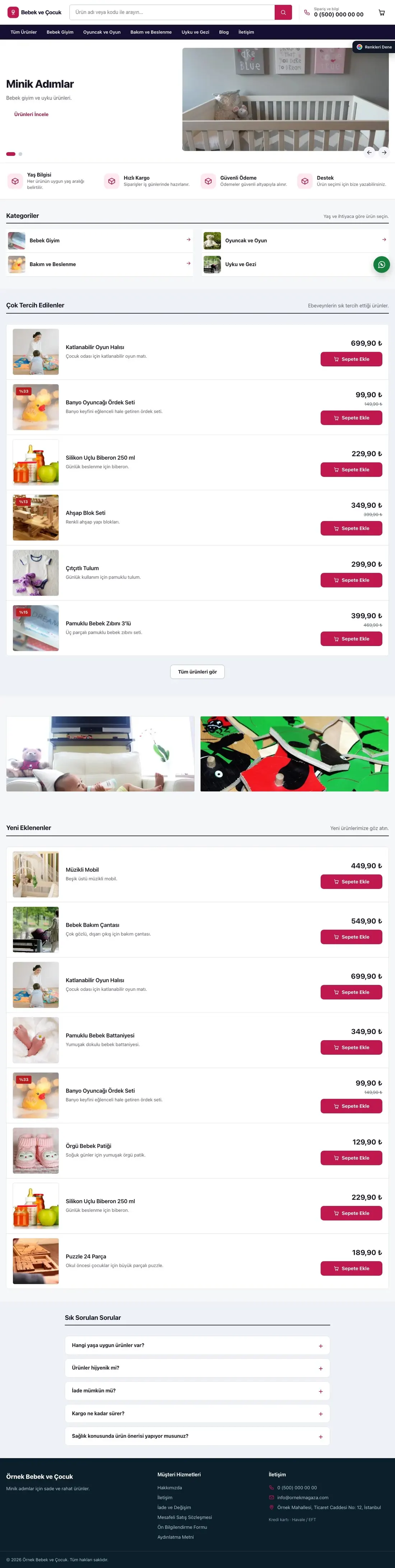 Bebek ve Çocuk için Liste Lacivert Pembe – Bebek ve Çocuk E-ticaret Sitesi ana sayfa görünümü