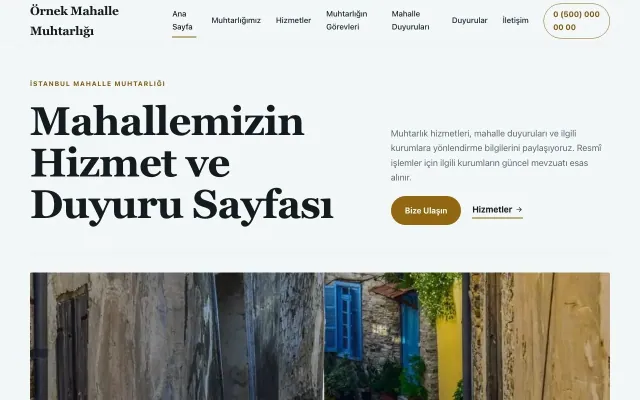Belediye ve Muhtarlık için Editoryal Mavi Amber – Belediye ve Muhtarlık Web Sitesi ana sayfa görünümü