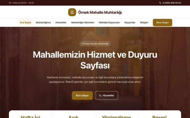 Belediye ve Muhtarlık için Merkez Bordo Amber – Belediye ve Muhtarlık Web Sitesi ana sayfa görünümü