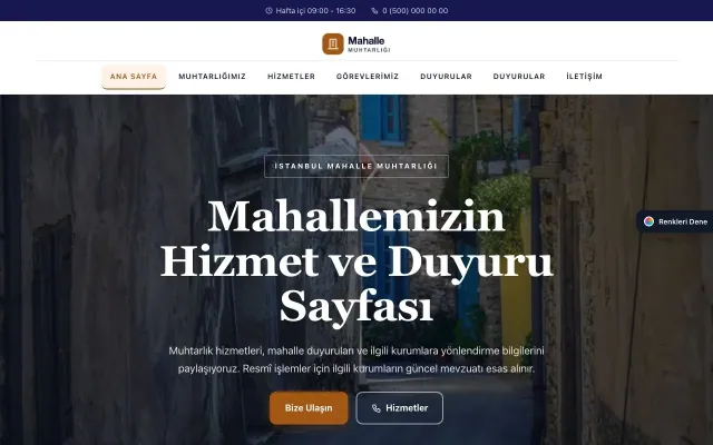 Belediye ve Muhtarlık için Zigzag Lacivert Turuncu – Belediye ve Muhtarlık Web Sitesi ana sayfa görünümü