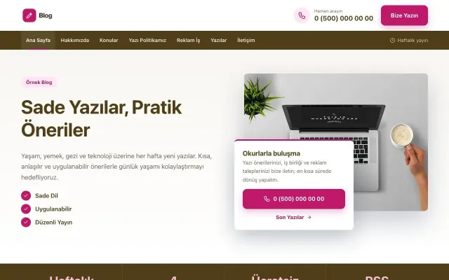 Bölünmüş Kahve Pembe – Blog Sitesi Web Sitesi ana sayfa görünümü