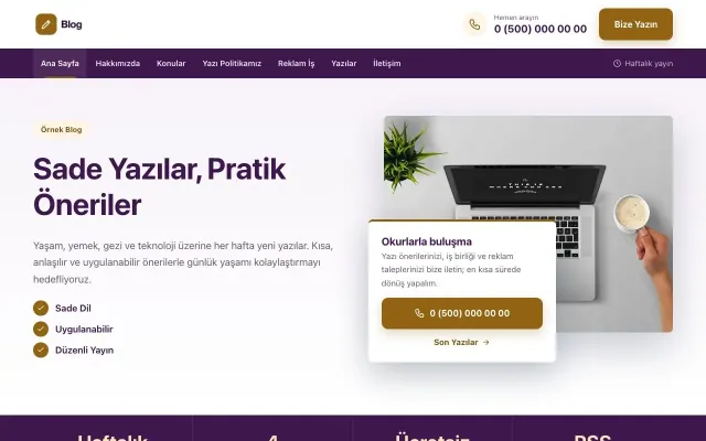 Bölünmüş Mor Turuncu – Blog Sitesi Web Sitesi ana sayfa görünümü