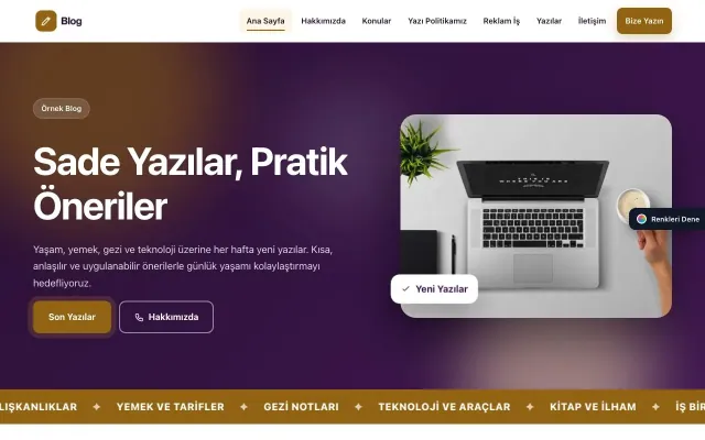 Blog Sitesi için Hareketli Mor Turuncu – Blog Sitesi Web Sitesi ana sayfa görünümü