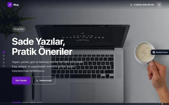Blog Sitesi için Tam Ekran Petrol Mor – Blog Sitesi Web Sitesi ana sayfa görünümü