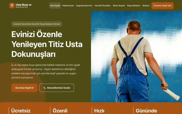 Blok Zeytin Turuncu – Boya ve Badana Web Sitesi ana sayfa görünümü