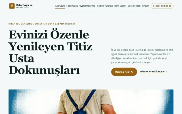 Editoryal Petrol Turuncu – Boya ve Badana Web Sitesi ana sayfa görünümü