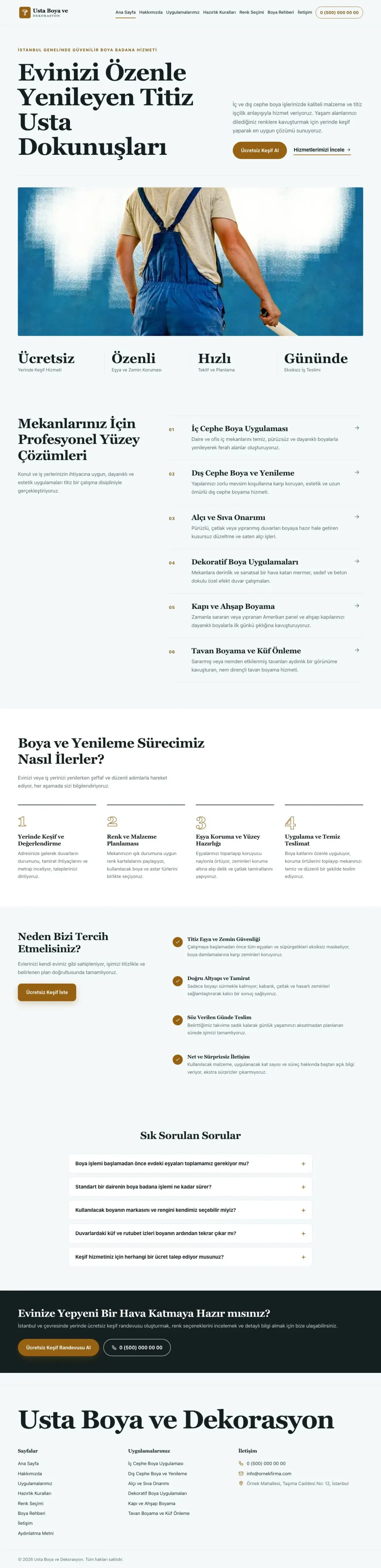 Editoryal Petrol Turuncu – Boya ve Badana Web Sitesi ana sayfa görünümü