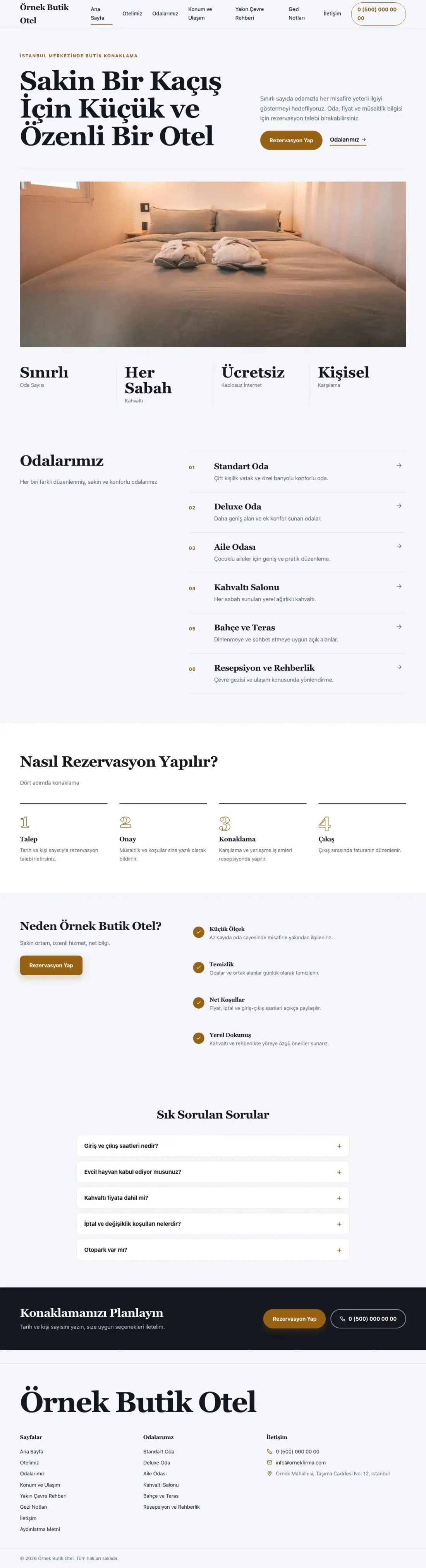 Butik Otel için Editoryal Mavi Turuncu – Butik Otel Web Sitesi ana sayfa görünümü