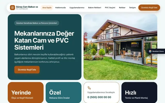 Cam Balkon ve PVC için Mozaik Petrol Turuncu – Cam Balkon ve PVC Web Sitesi ana sayfa görünümü