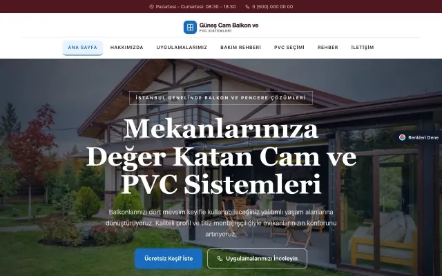 Cam Balkon ve PVC için Zigzag Bordo Mavi – Cam Balkon ve PVC Web Sitesi ana sayfa görünümü