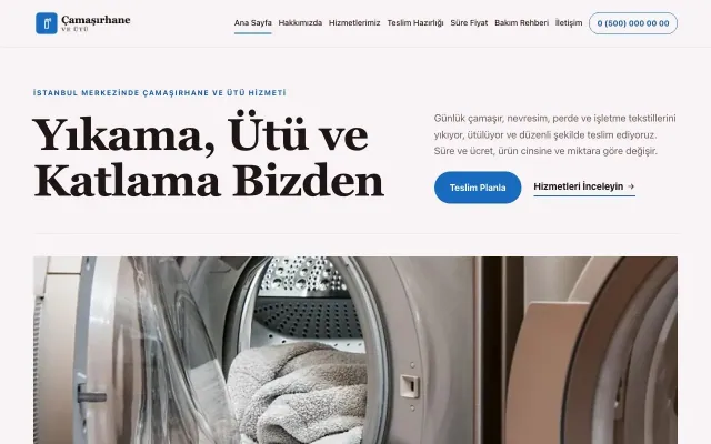 Çamaşırhane ve Ütü için Dergi Editoryal Bordo Mavi – Çamaşırhane ve Ütü Web Sitesi ana sayfa görünümü
