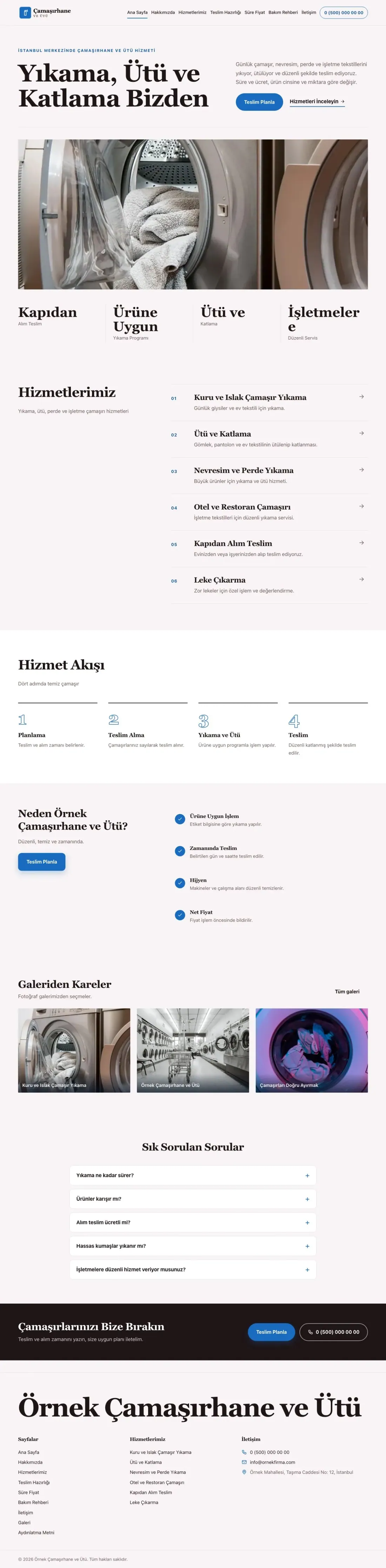 Çamaşırhane ve Ütü için Dergi Editoryal Bordo Mavi – Çamaşırhane ve Ütü Web Sitesi ana sayfa görünümü