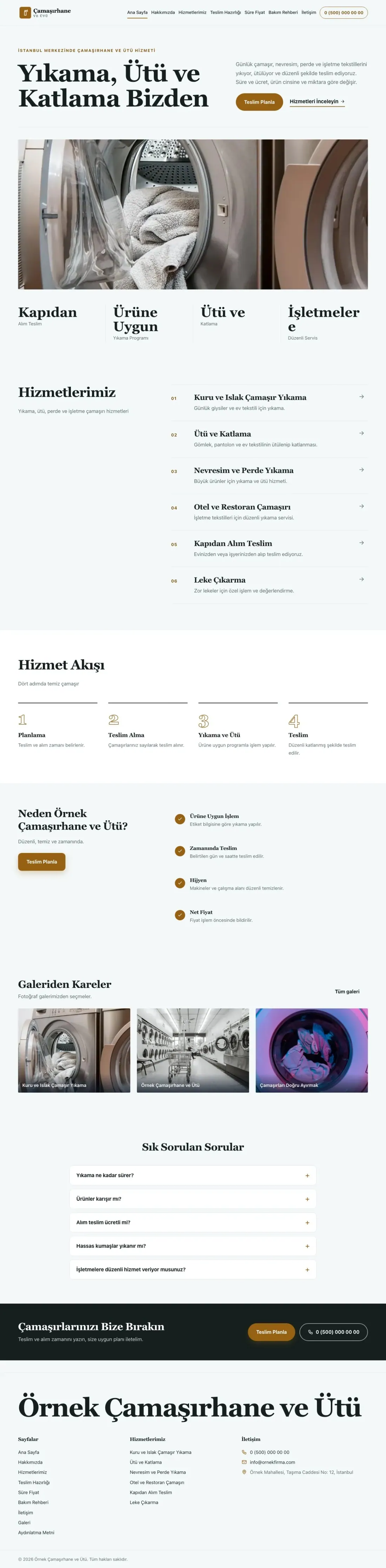 Çamaşırhane ve Ütü için Dergi Editoryal Petrol Turuncu – Çamaşırhane ve Ütü Web Sitesi ana sayfa görünümü