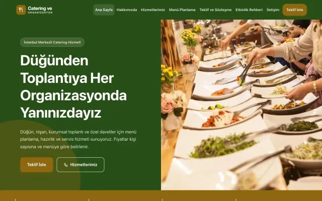 Blok Yeşil Amber – Catering Web Sitesi ana sayfa görünümü