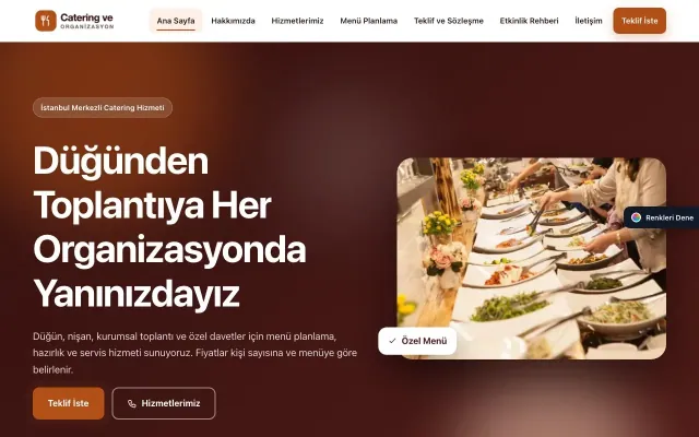 Catering için Hareketli Bordo Turuncu – Catering Web Sitesi ana sayfa görünümü