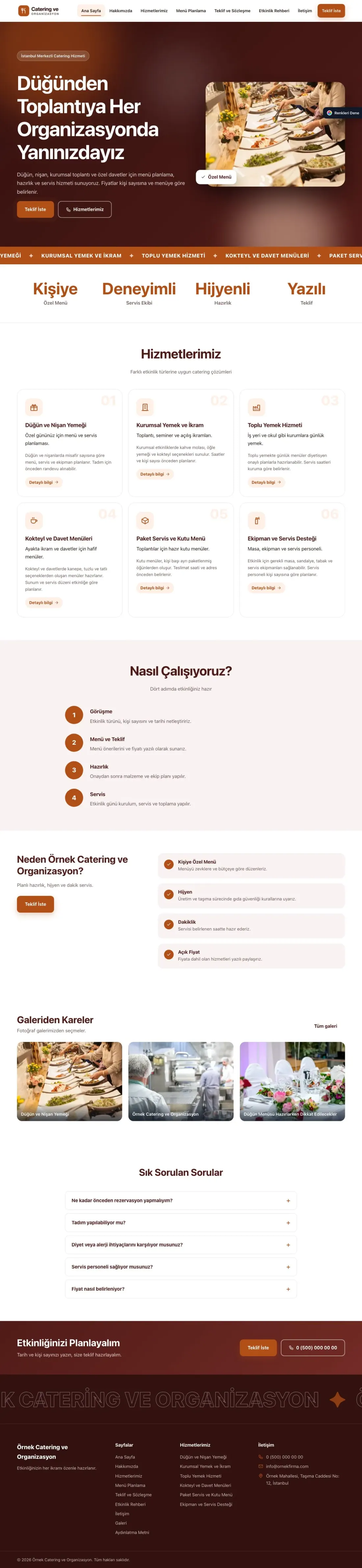 Catering için Hareketli Bordo Turuncu – Catering Web Sitesi ana sayfa görünümü