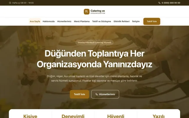 Merkez Kahve Turuncu II – Catering Web Sitesi ana sayfa görünümü