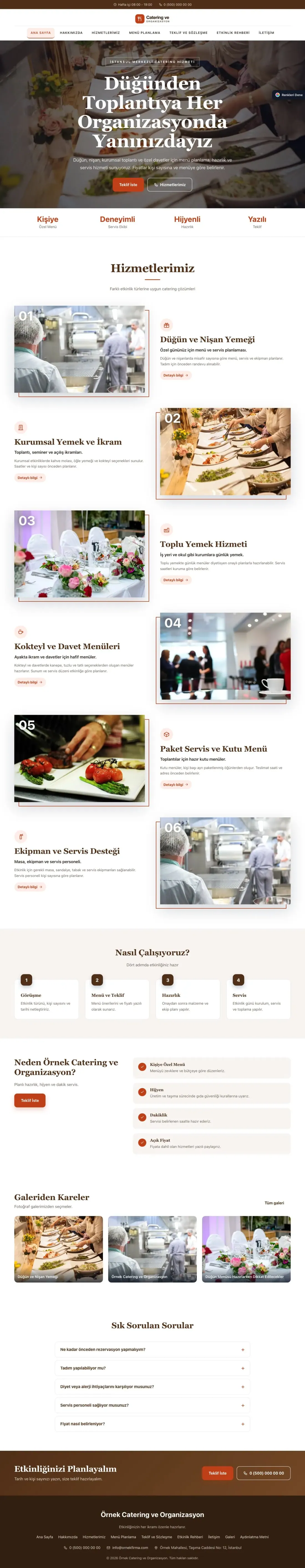 Catering için Zigzag Kahve Turuncu – Catering Web Sitesi ana sayfa görünümü