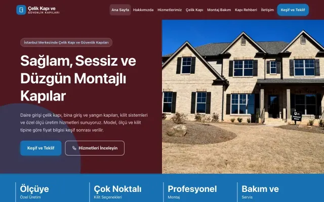 Çelik Kapı ve Güvenlik Kapıları için Blok Bordo Mavi – Çelik Kapı ve Güvenlik Kapıları Web Sitesi ana sayfa görünümü
