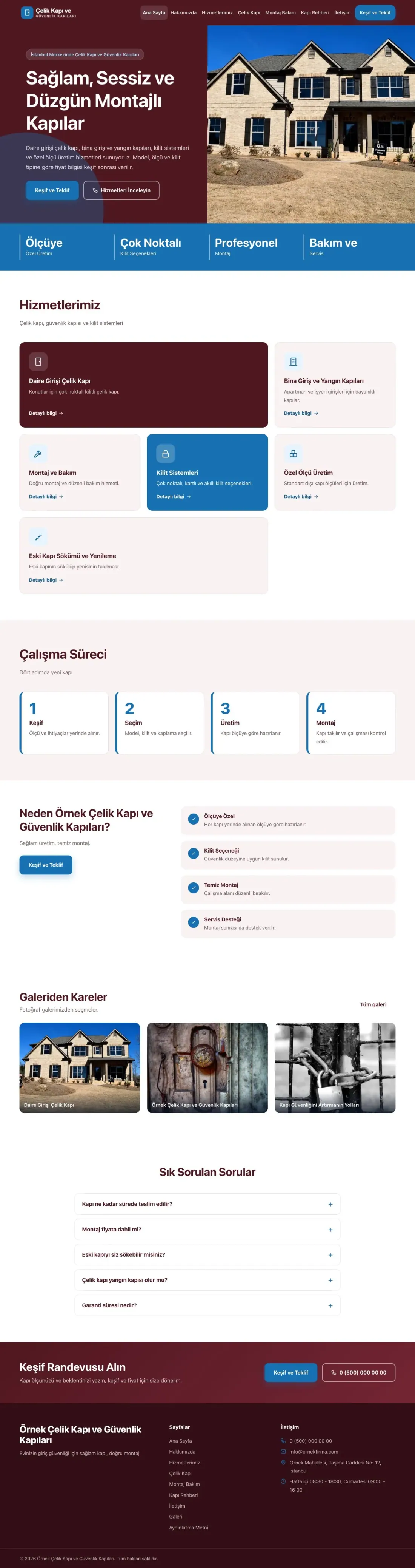 Çelik Kapı ve Güvenlik Kapıları için Blok Bordo Mavi – Çelik Kapı ve Güvenlik Kapıları Web Sitesi ana sayfa görünümü