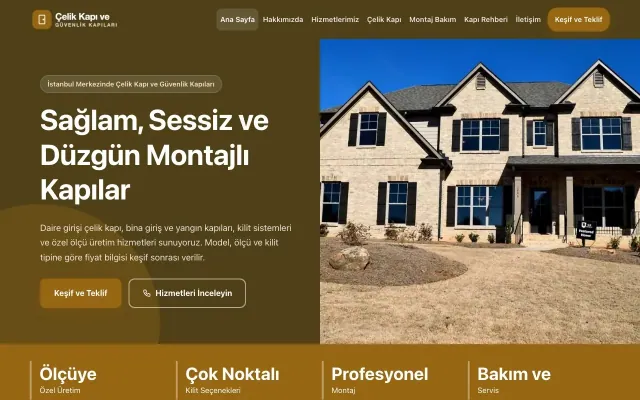 Çelik Kapı ve Güvenlik Kapıları için Blok Kahve Turuncu – Çelik Kapı ve Güvenlik Kapıları Web Sitesi ana sayfa görünümü