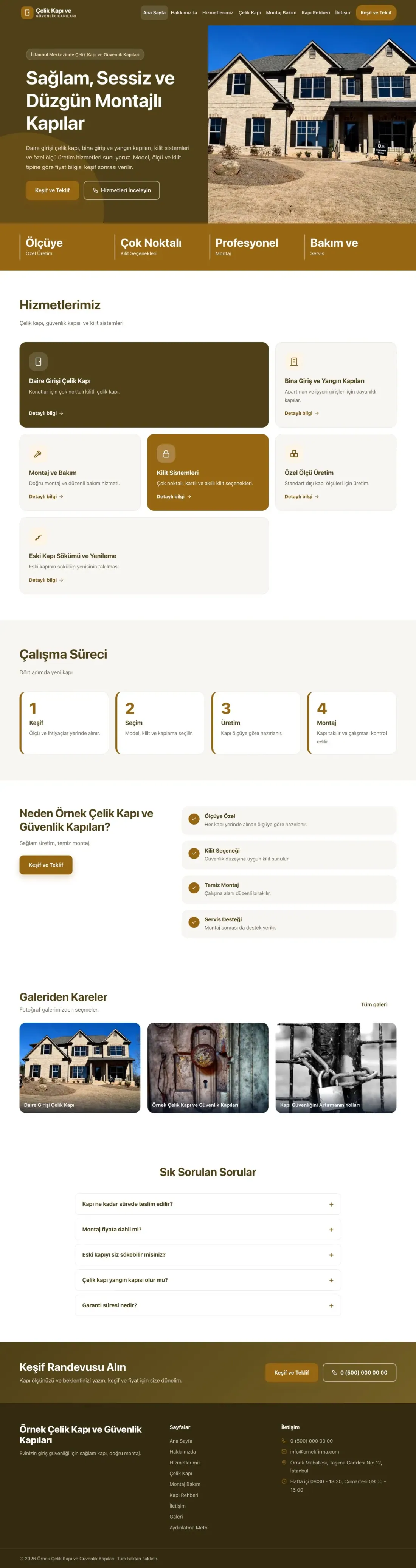 Çelik Kapı ve Güvenlik Kapıları için Blok Kahve Turuncu – Çelik Kapı ve Güvenlik Kapıları Web Sitesi ana sayfa görünümü