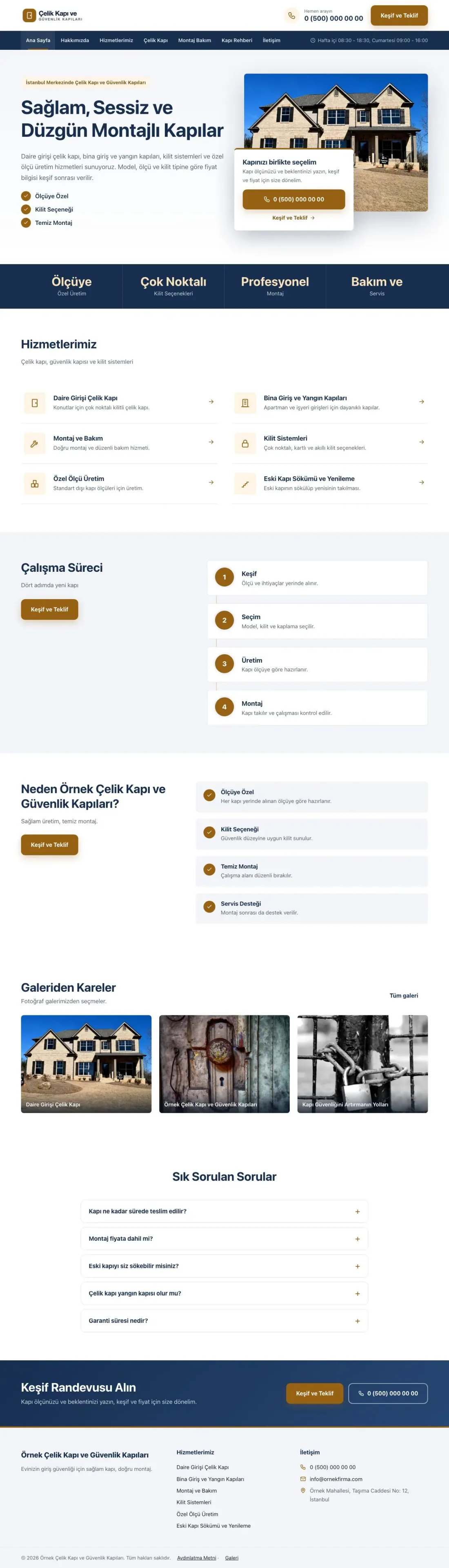 Çelik Kapı ve Güvenlik Kapıları için Bölünmüş Mavi Turuncu – Çelik Kapı ve Güvenlik Kapıları Web Sitesi ana sayfa görünümü