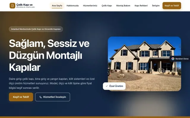 Çelik Kapı ve Güvenlik Kapıları için Hareketli Mavi Turuncu – Çelik Kapı ve Güvenlik Kapıları Web Sitesi ana sayfa görünümü