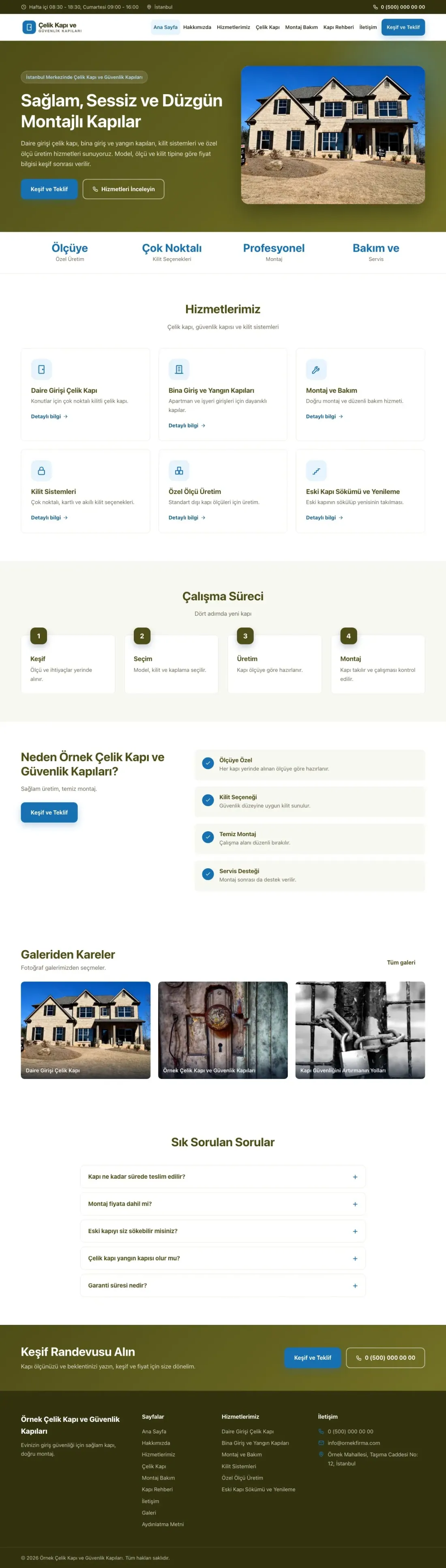 Çelik Kapı ve Güvenlik Kapıları için Klasik Zeytin Mavi – Çelik Kapı ve Güvenlik Kapıları Web Sitesi ana sayfa görünümü
