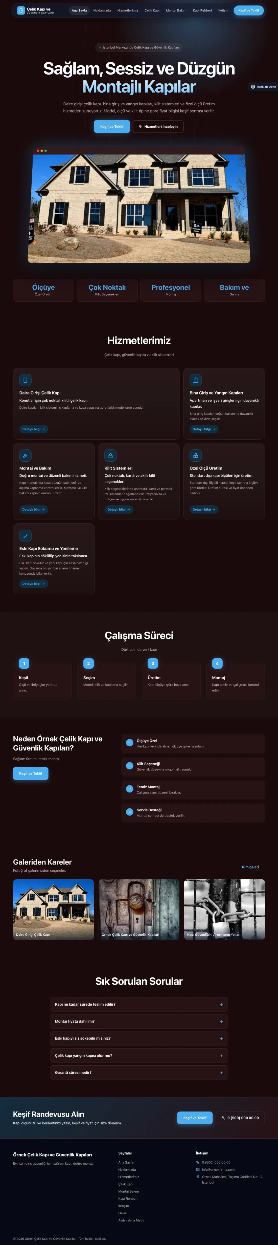 Çelik Kapı ve Güvenlik Kapıları için Koyu Modern Bordo Mavi – Çelik Kapı ve Güvenlik Kapıları Web Sitesi ana sayfa görünümü