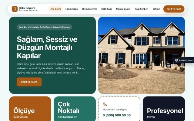 Çelik Kapı ve Güvenlik Kapıları için Mozaik Petrol Turuncu – Çelik Kapı ve Güvenlik Kapıları Web Sitesi ana sayfa görünümü