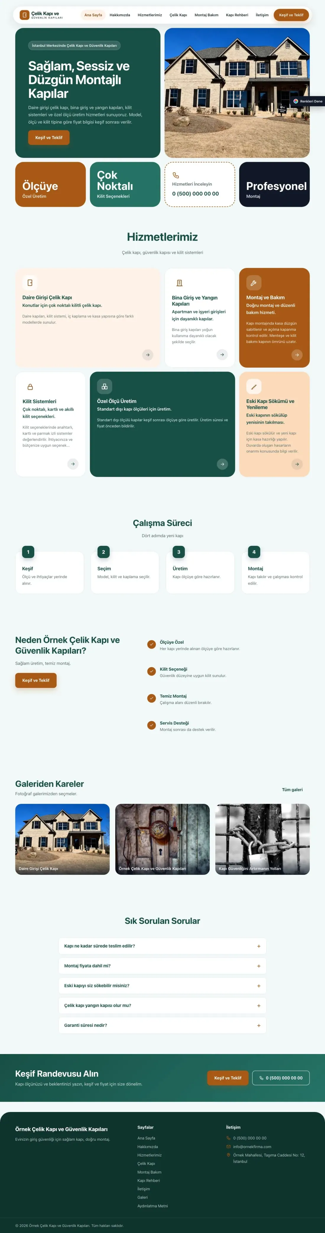 Çelik Kapı ve Güvenlik Kapıları için Mozaik Petrol Turuncu – Çelik Kapı ve Güvenlik Kapıları Web Sitesi ana sayfa görünümü
