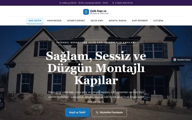 Çelik Kapı ve Güvenlik Kapıları için Zigzag Mor Mavi – Çelik Kapı ve Güvenlik Kapıları Web Sitesi ana sayfa görünümü